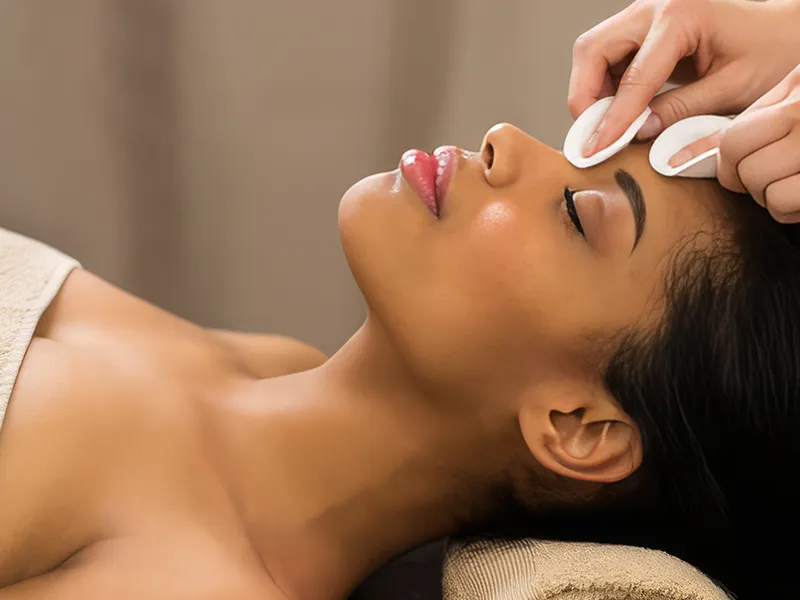 Signature facial cleansing treatment in progress